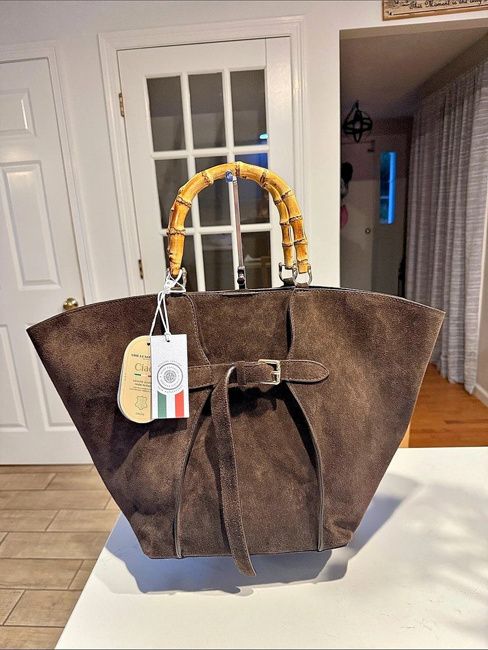 Viola Castellani Ciao! Leather Tote in Brown NWT
